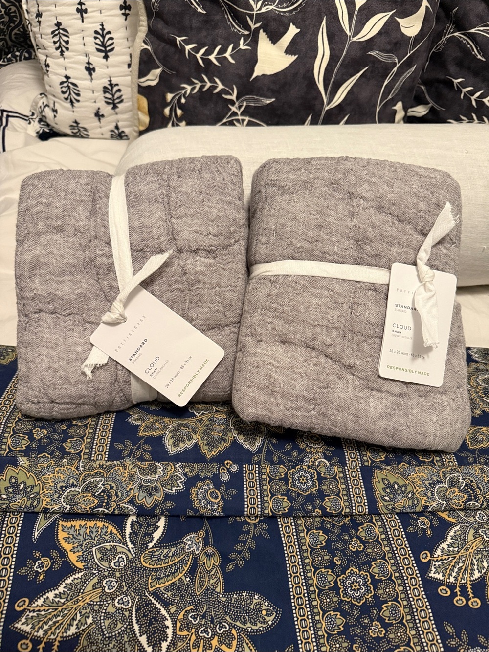 Pottery barn cloud standard sham set grey
